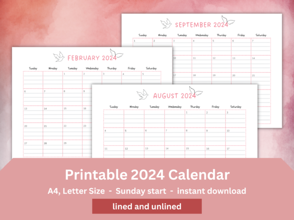 Printable Calendar 2024 min Printable Calendar 2024